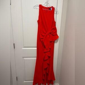 Badgley Mischka Red Asymmetrical Ruffled Cocktail Dress